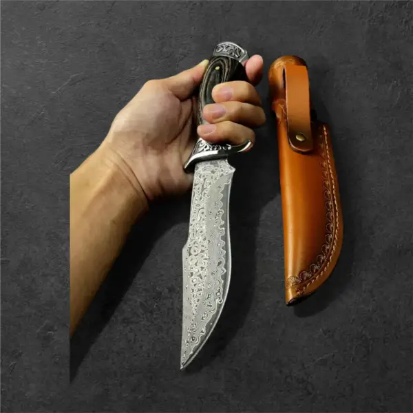 Custom Hand Forged Damascus Hunting Knife – Fixed Blade EDC Essential - Image 5