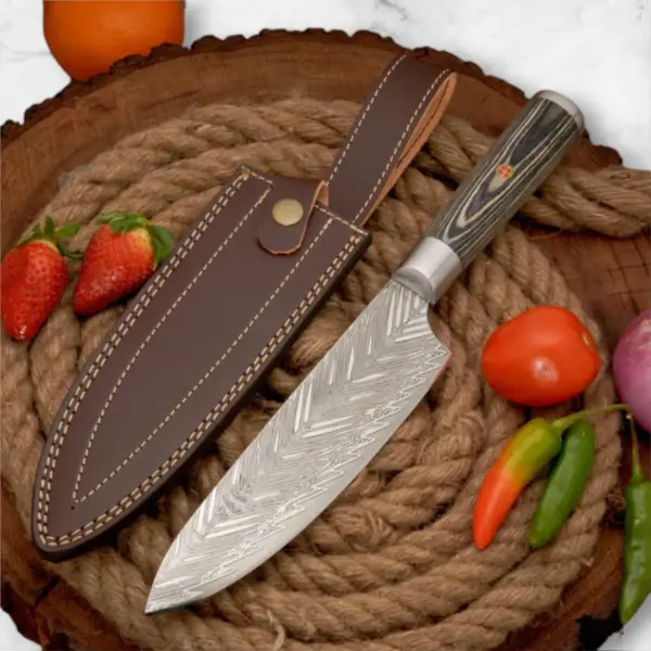 14" Handmade Forged D2 Stainless Steel Chef Knife with Pakkawood Handle