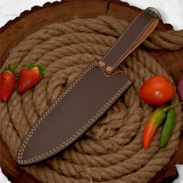 14" Handmade Forged D2 Stainless Steel Chef Knife with Pakkawood Handle - Image 9