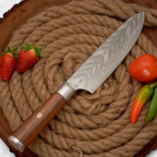 14” Handmade D2 Stainless Steel Chef Knife – Forged Blade with Rosewood Handle & Leather Sheath - Image 6