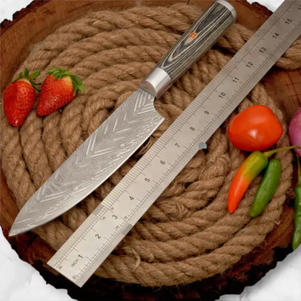 14" Handmade Forged D2 Stainless Steel Chef Knife with Pakkawood Handle - Image 6