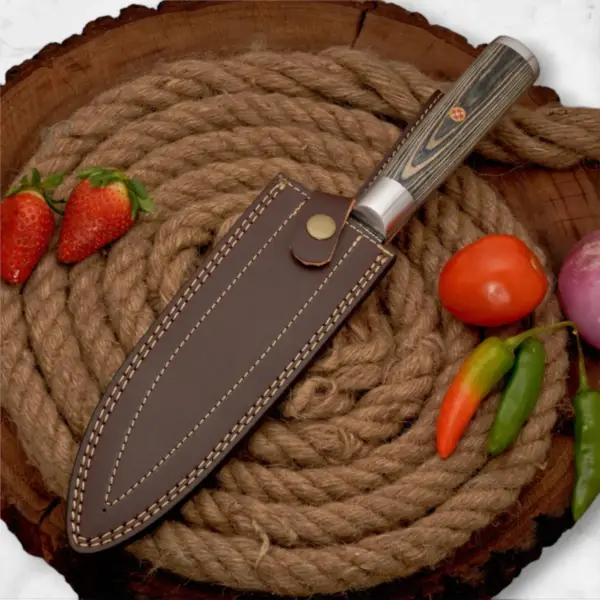 14" Handmade Forged D2 Stainless Steel Chef Knife with Pakkawood Handle - Image 10