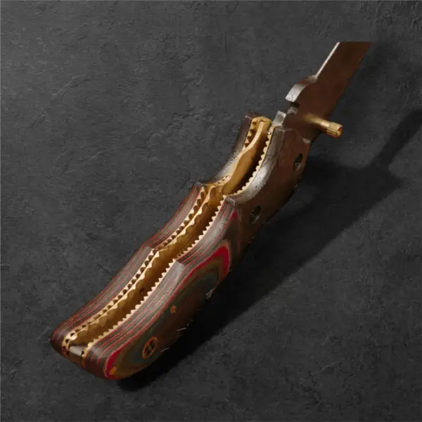7” Damascus Folding Pocket Knife – Micarta Handle & Damascus Bolster - Image 3
