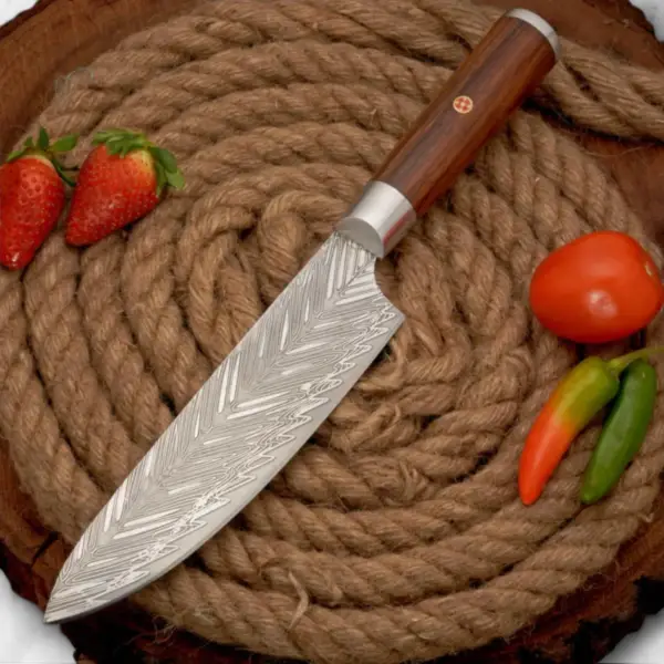 14” Handmade D2 Stainless Steel Chef Knife – Forged Blade with Rosewood Handle & Leather Sheath - Image 9