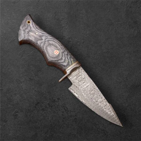 Edge Craft Co. 10” Handmade Damascus Steel Hunting Knife – Fixed Blade with Pakkawood Handle & Leather Sheath - Image 2