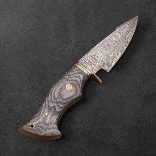 Edge Craft Co. 10” Handmade Damascus Steel Hunting Knife – Fixed Blade with Pakkawood Handle & Leather Sheath - Image 3