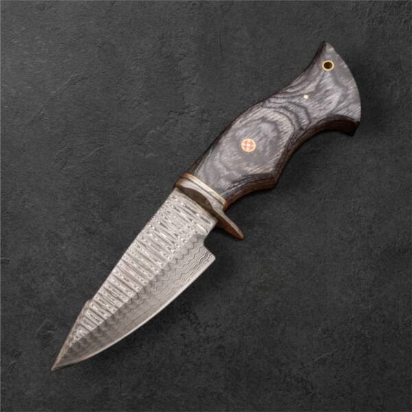 Edge Craft Co. 10” Handmade Damascus Steel Hunting Knife – Fixed Blade with Pakkawood Handle & Leather Sheath - Image 4